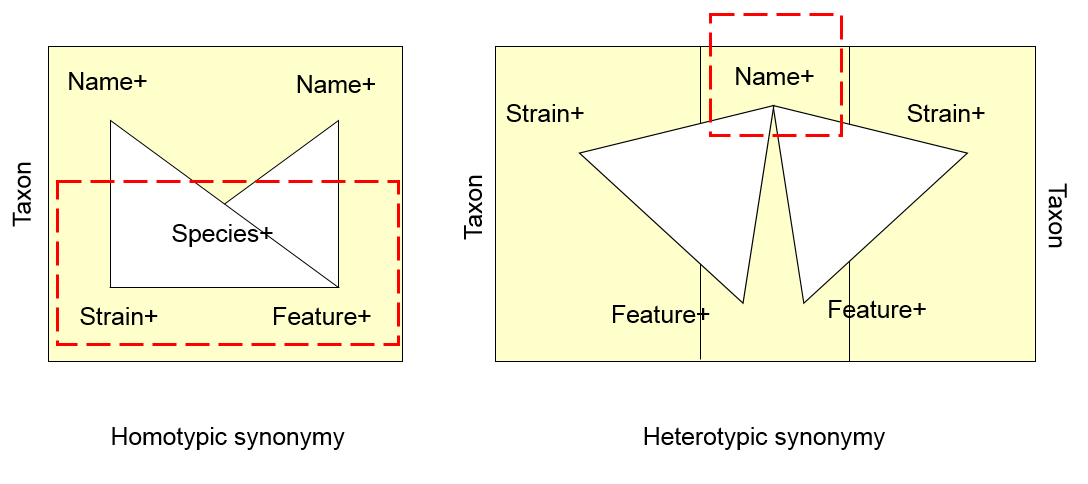 The NamesforLife model accomodates a variety of synonym types by mapping Information Objects to vertices of the semiotic triangle.