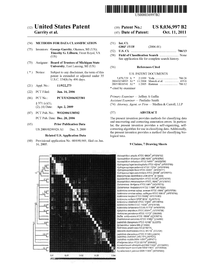 US 8,036,997 B2. Methods for data classification