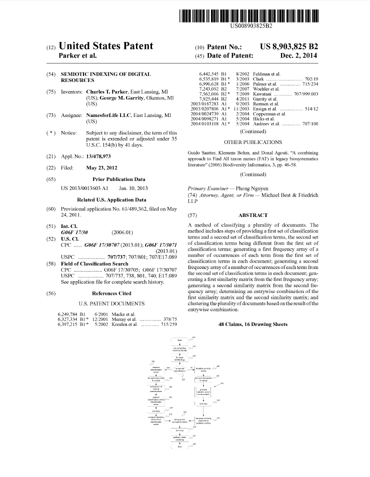 US 8,903,825 B2. Semiotic Indexing of Digital Resources